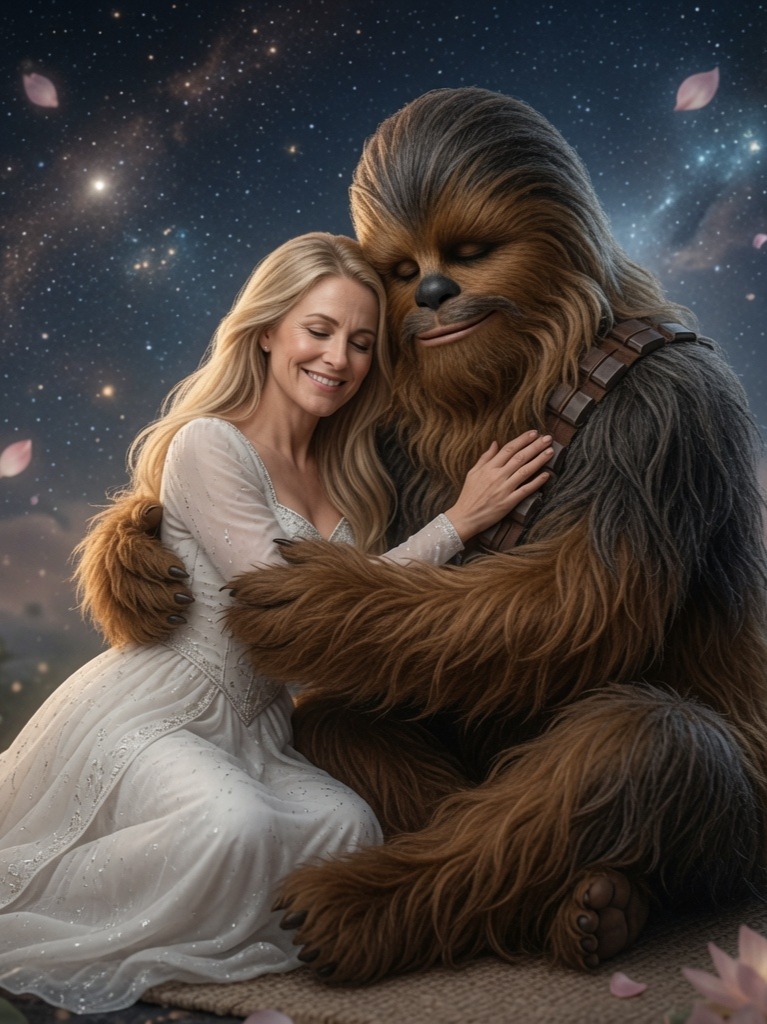 La princesse et le Chewbacca soyeux artwork