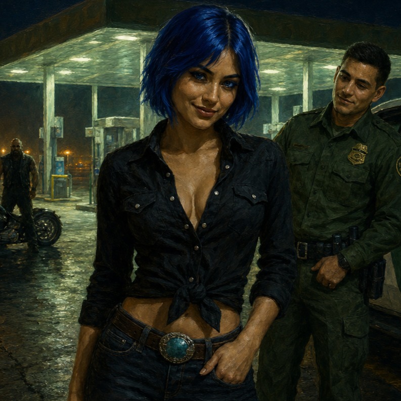 Blue Hair in a Crowd artwork