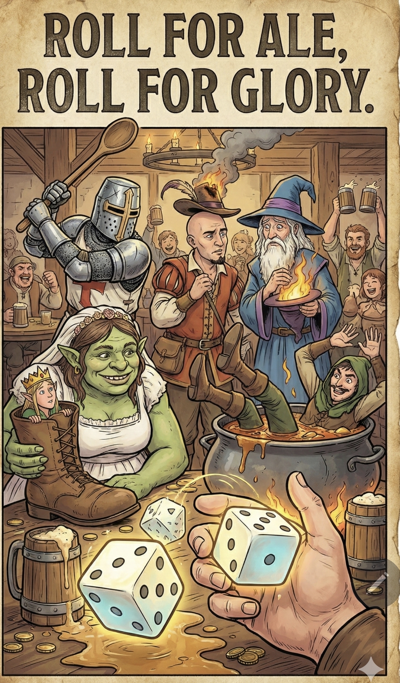 Roll for ale,  roll for glory (a P&P anthem) (Rebarded) artwork