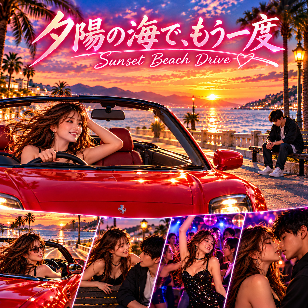 夕陽の海で、もう一度( Sunset Beach Drive) cover NAMIHEI NAMINORI artwork