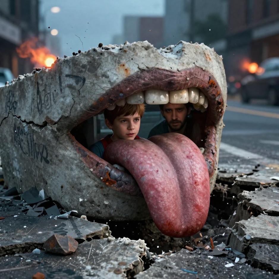 Concrete tongue artwork