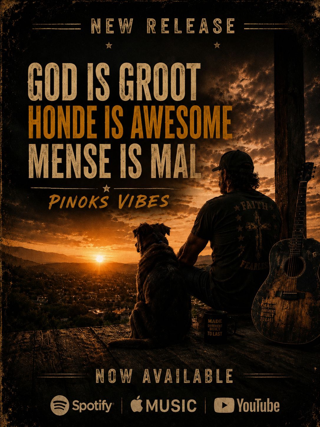 God Is Groot, Honde Is Awesome, Mense Is Mal artwork