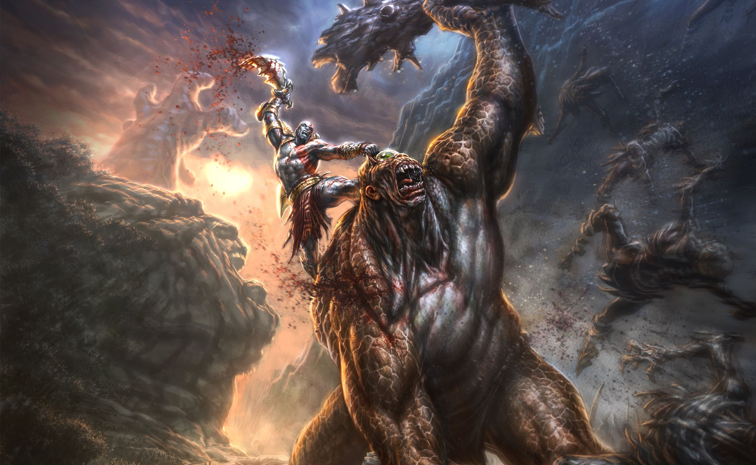 Kratos vs Cyclops artwork