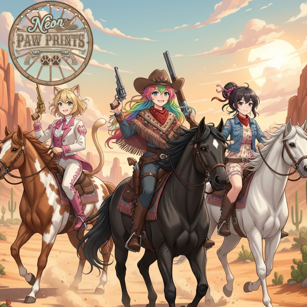 Image for ☆Neon Pawprints☆ Tres Amigas Gato