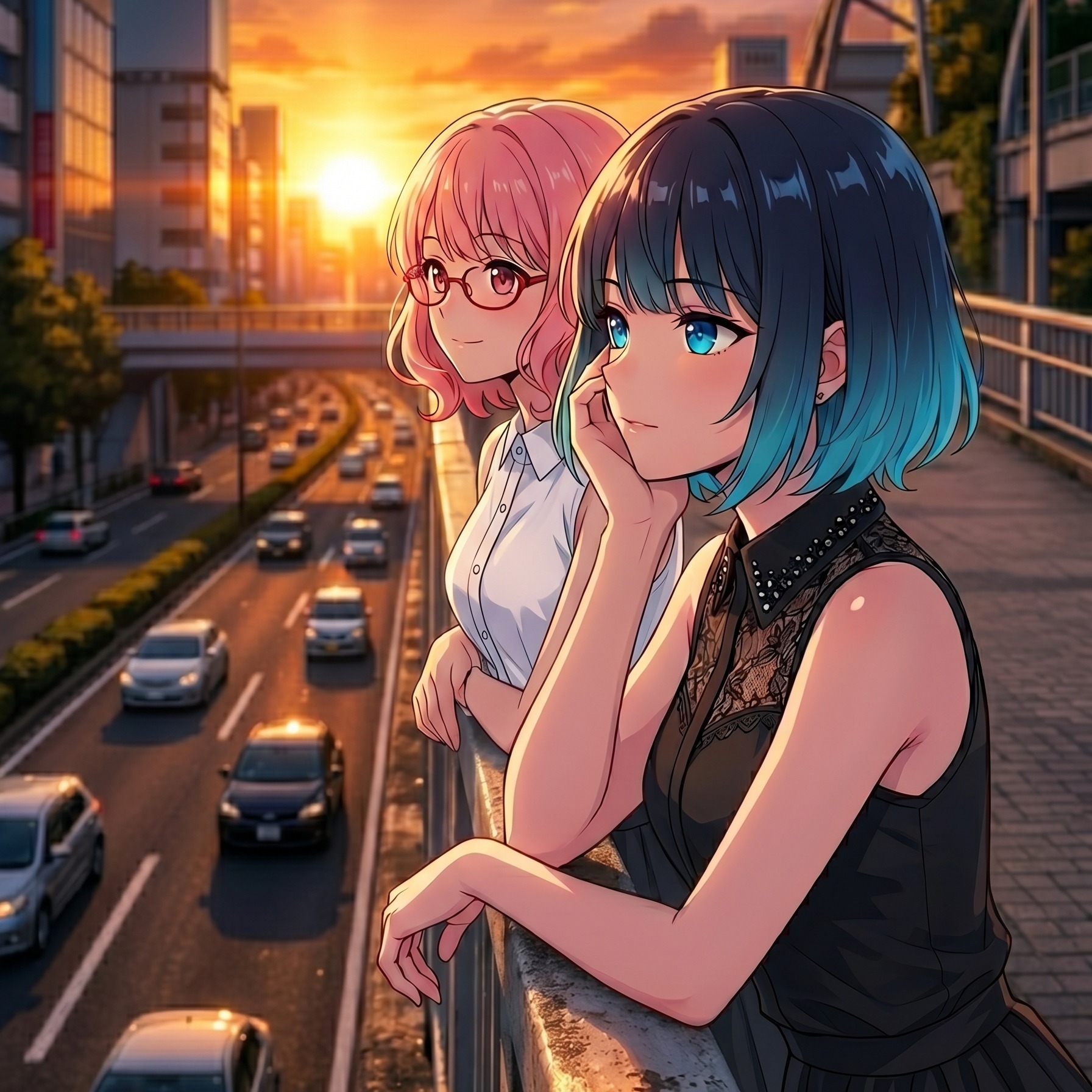 夕映えの陰りに