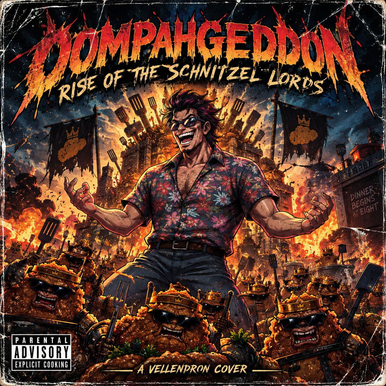 Oompahgeddon: Rise of the Schnitzel Lords. A Vellendron Cover artwork