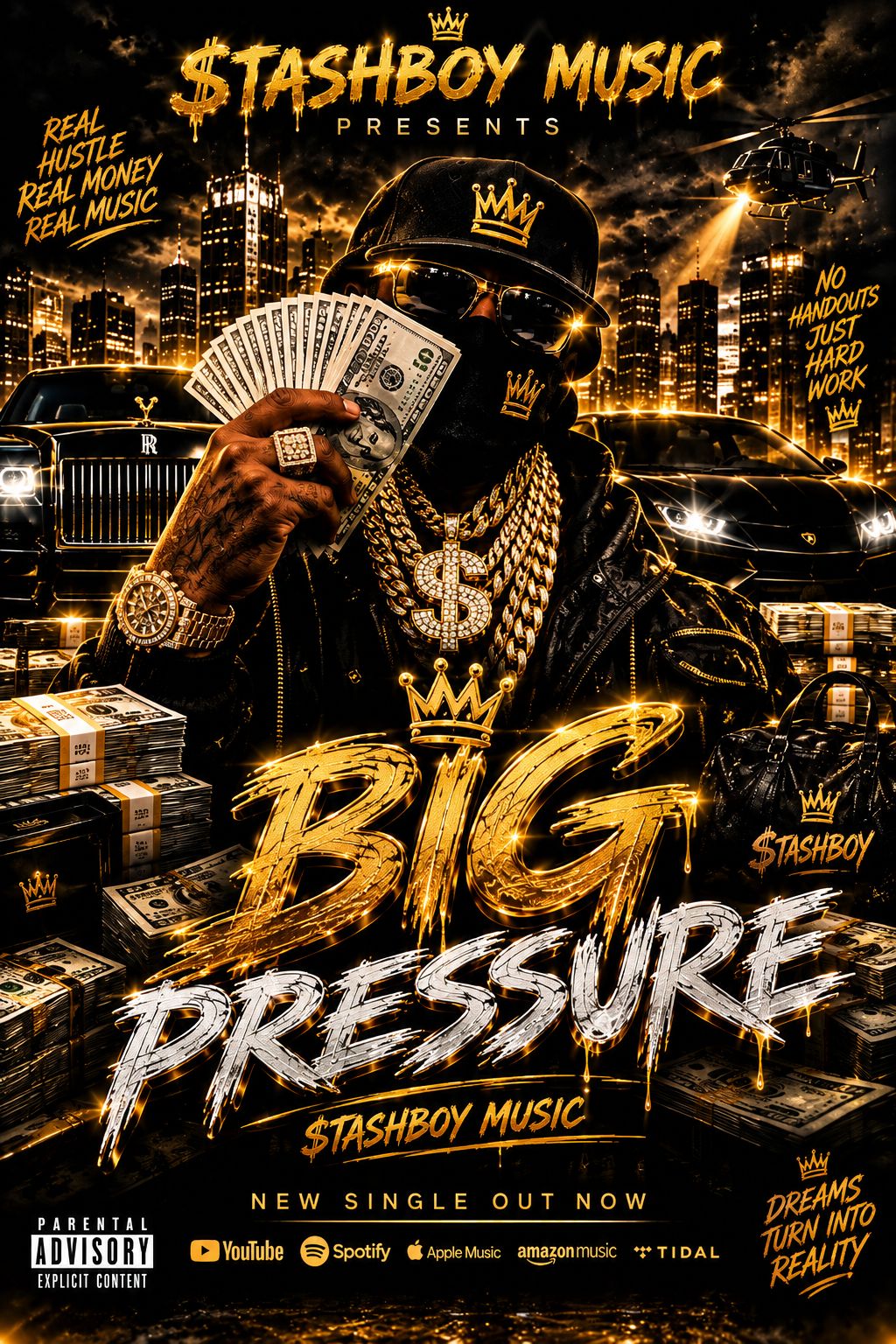 🎵 $TASHBOY MUSIC — “BIG PRESSURE” artwork