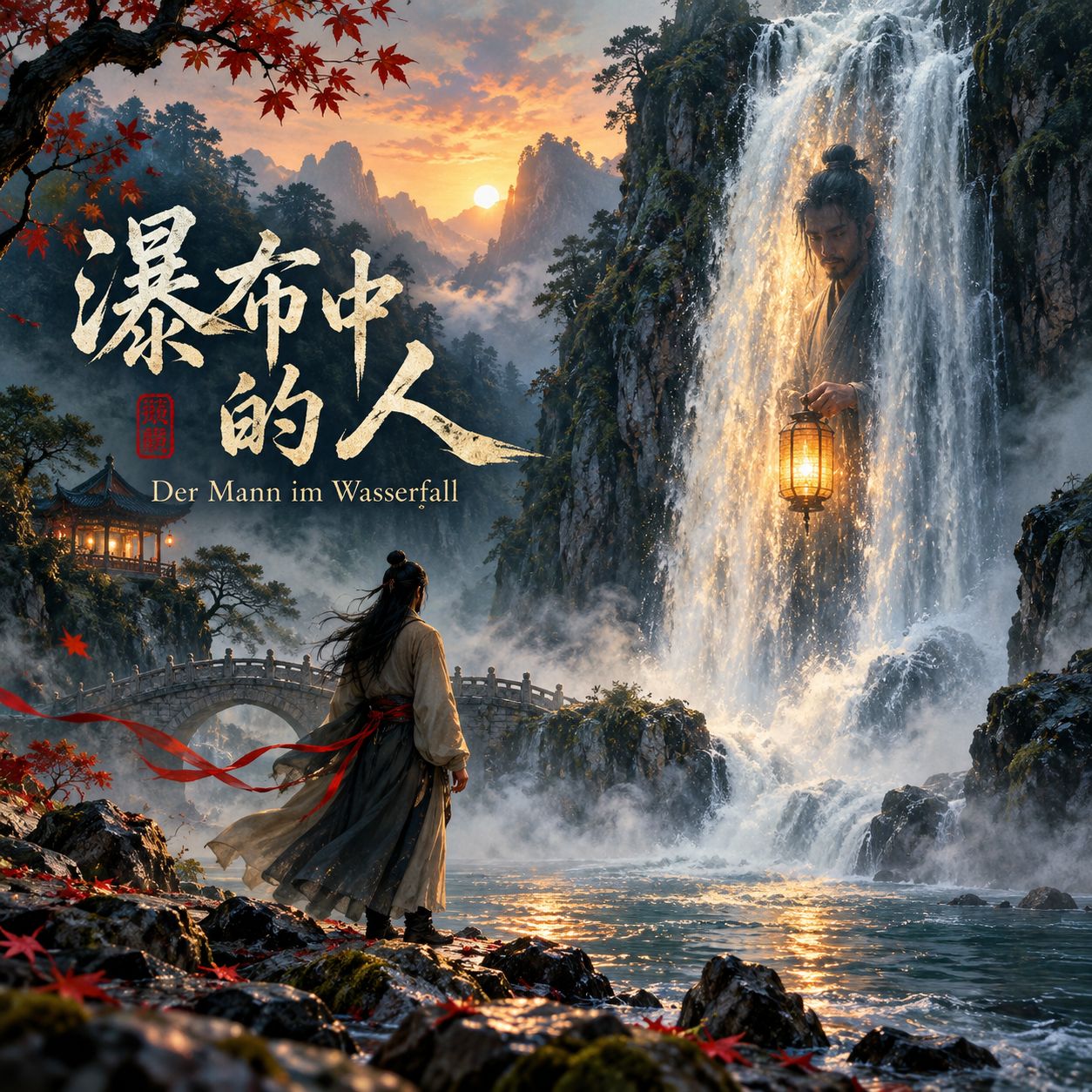 瀑布中的人 artwork