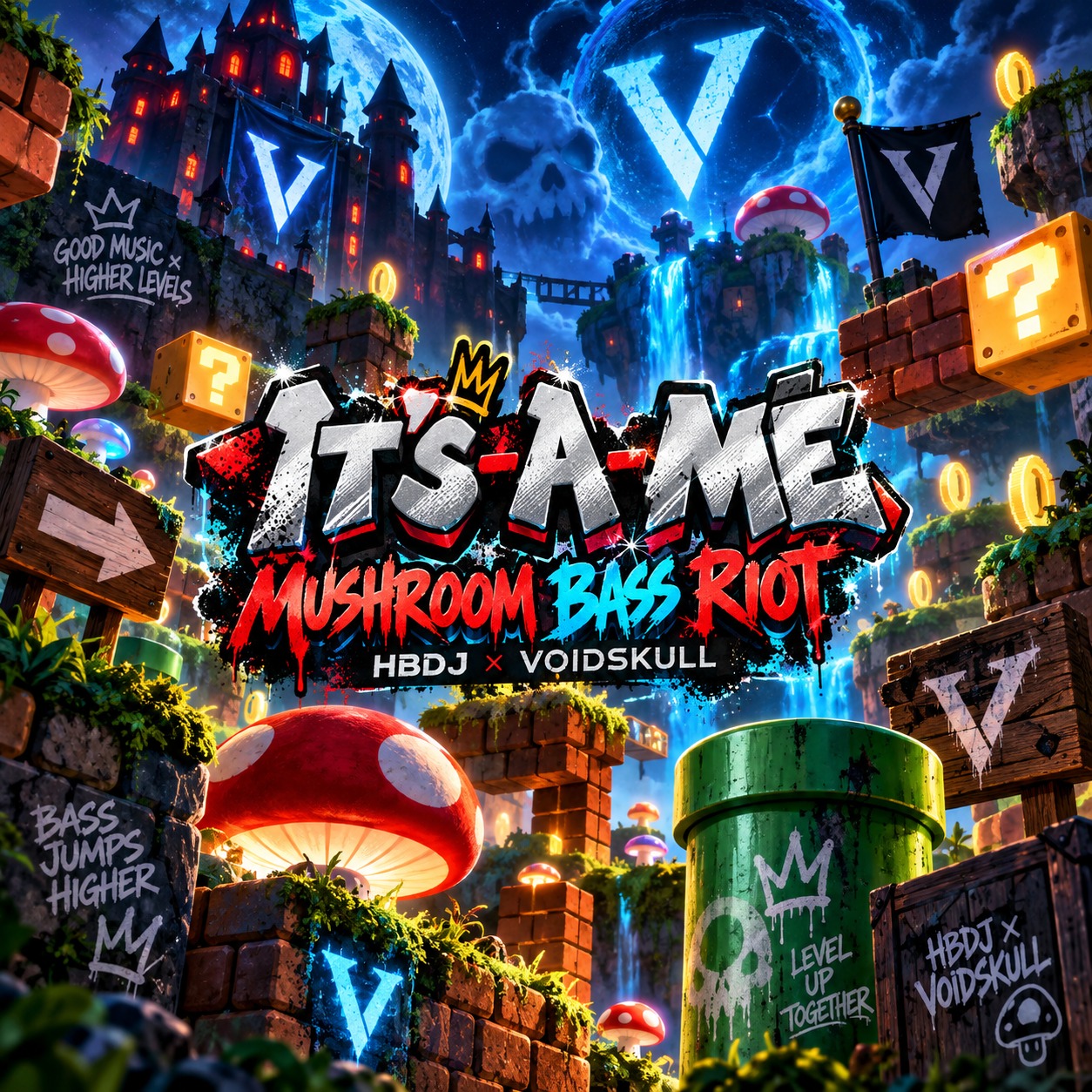 IT'S-A-ME // MUSHROOM BASS RIOT — HBDJ × VOIDSKULL artwork