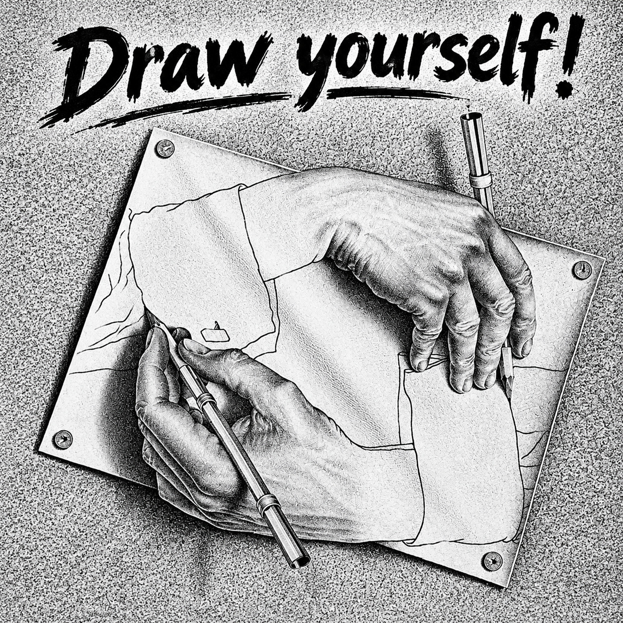 Draw yourself (MC Escher) artwork