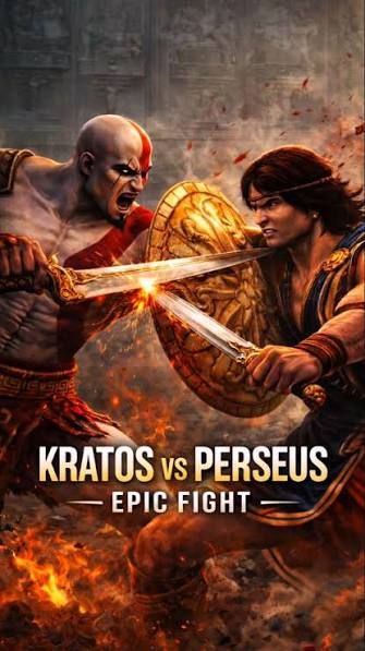 Kratos vs Perseus artwork