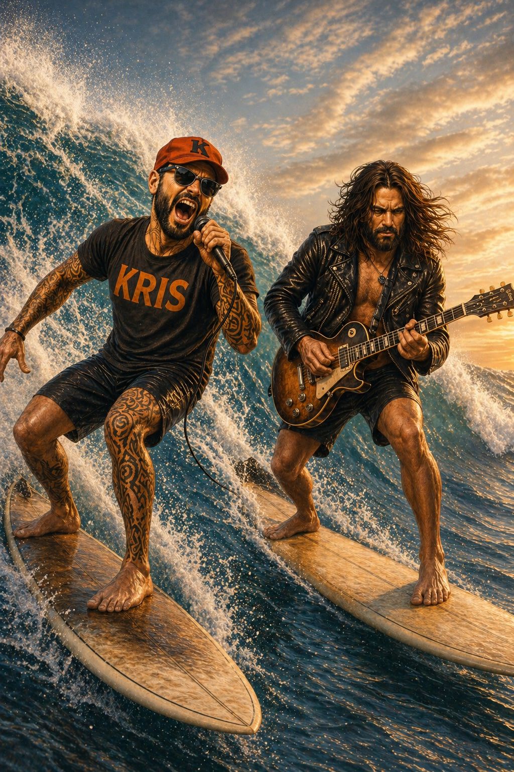 Surfant sur l'océan artwork