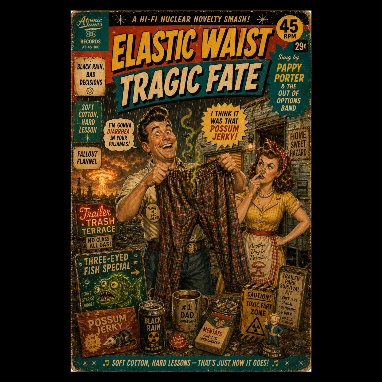 Elastic waist, tragic fate artwork