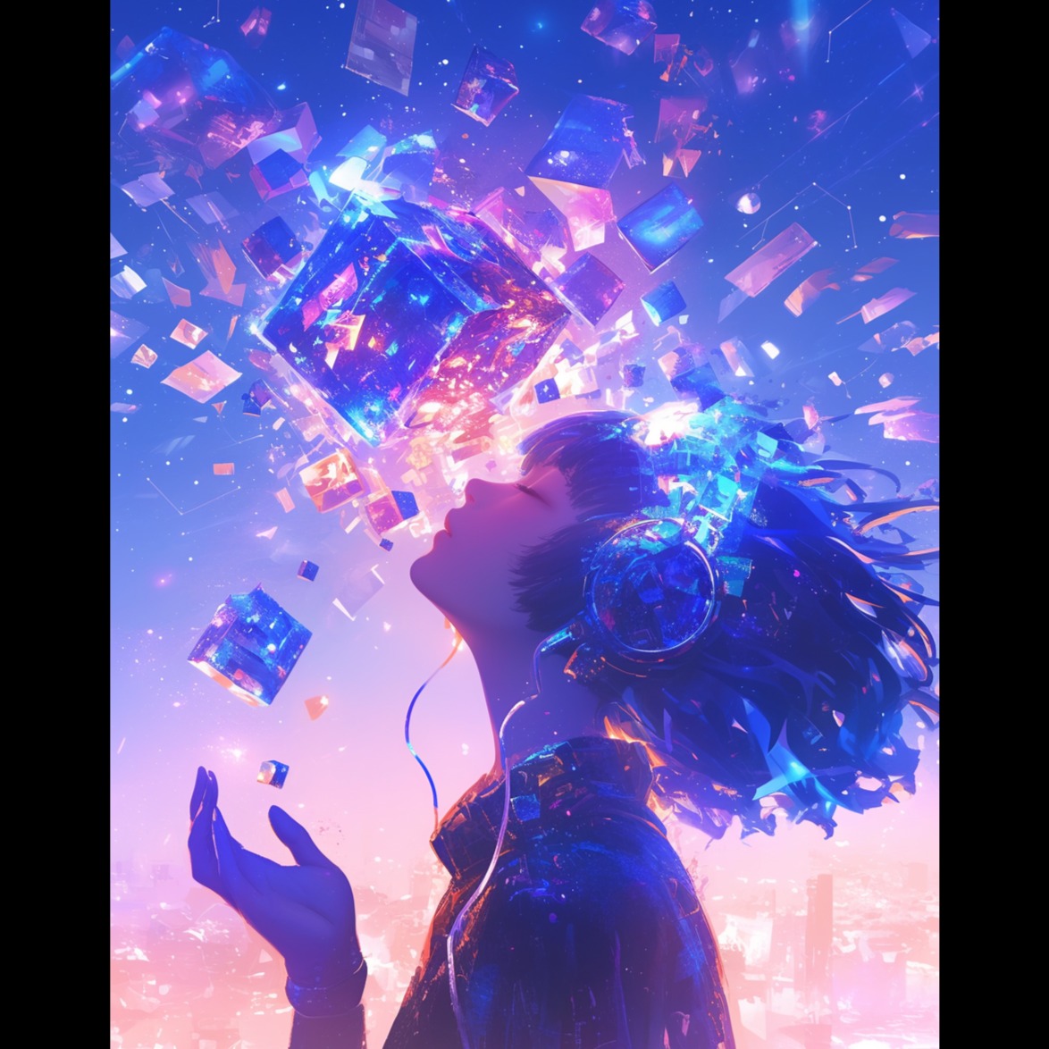 gril with a cube♪instrumental artwork