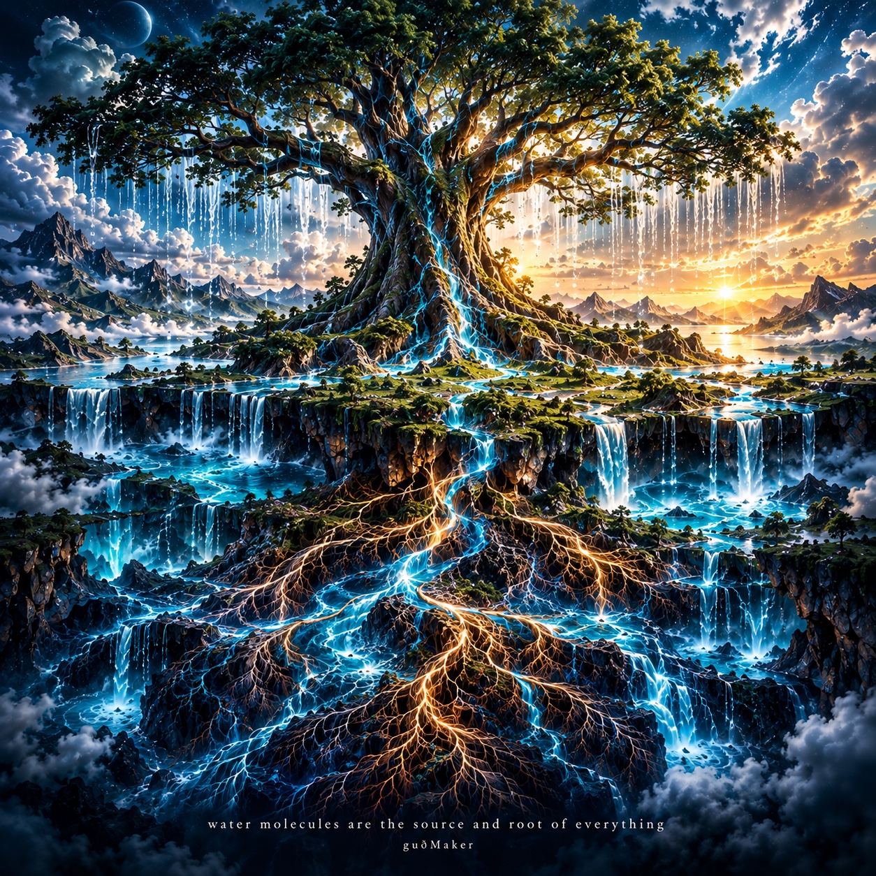Water molecules are the source and root of everything artwork