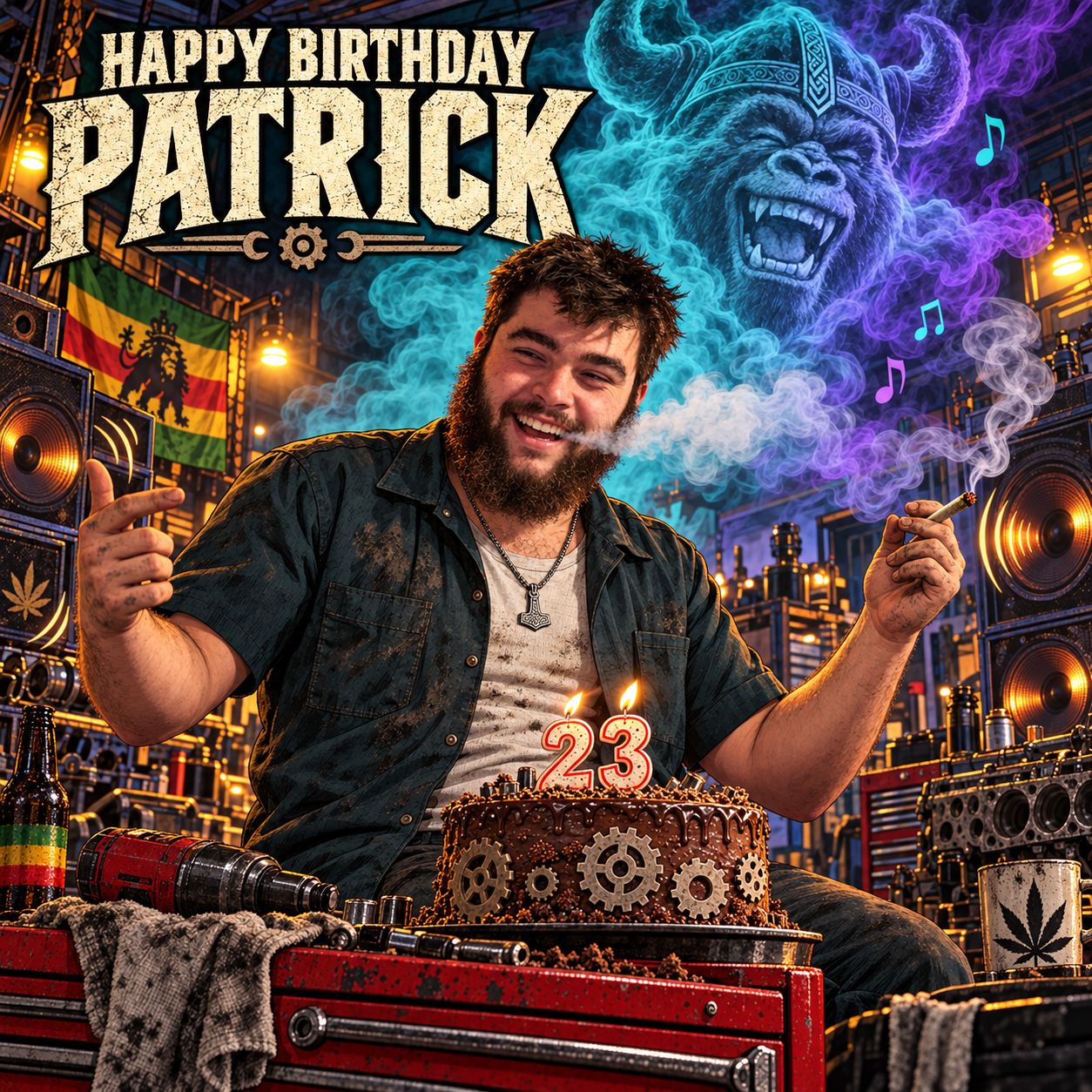 Drilla Gorilla Birthday artwork