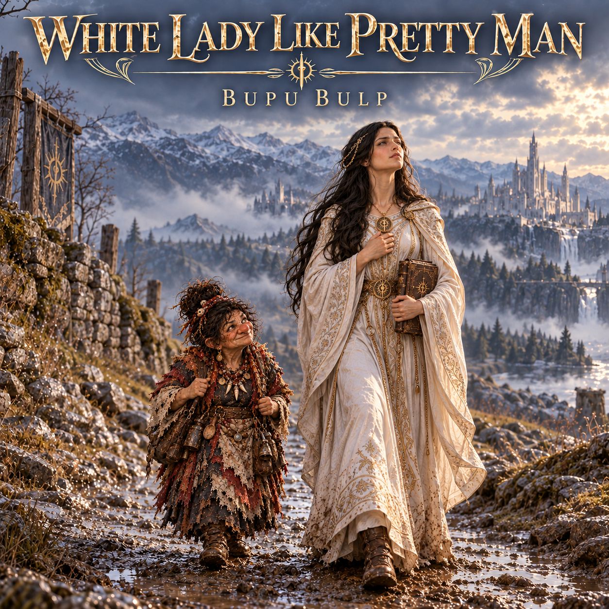 White lady like pretty man artwork