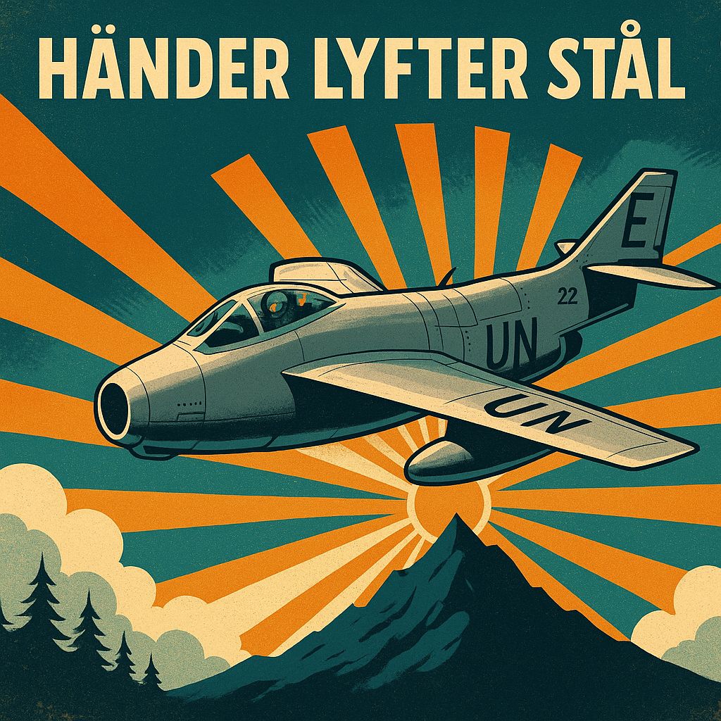 Händer lyfter stål artwork