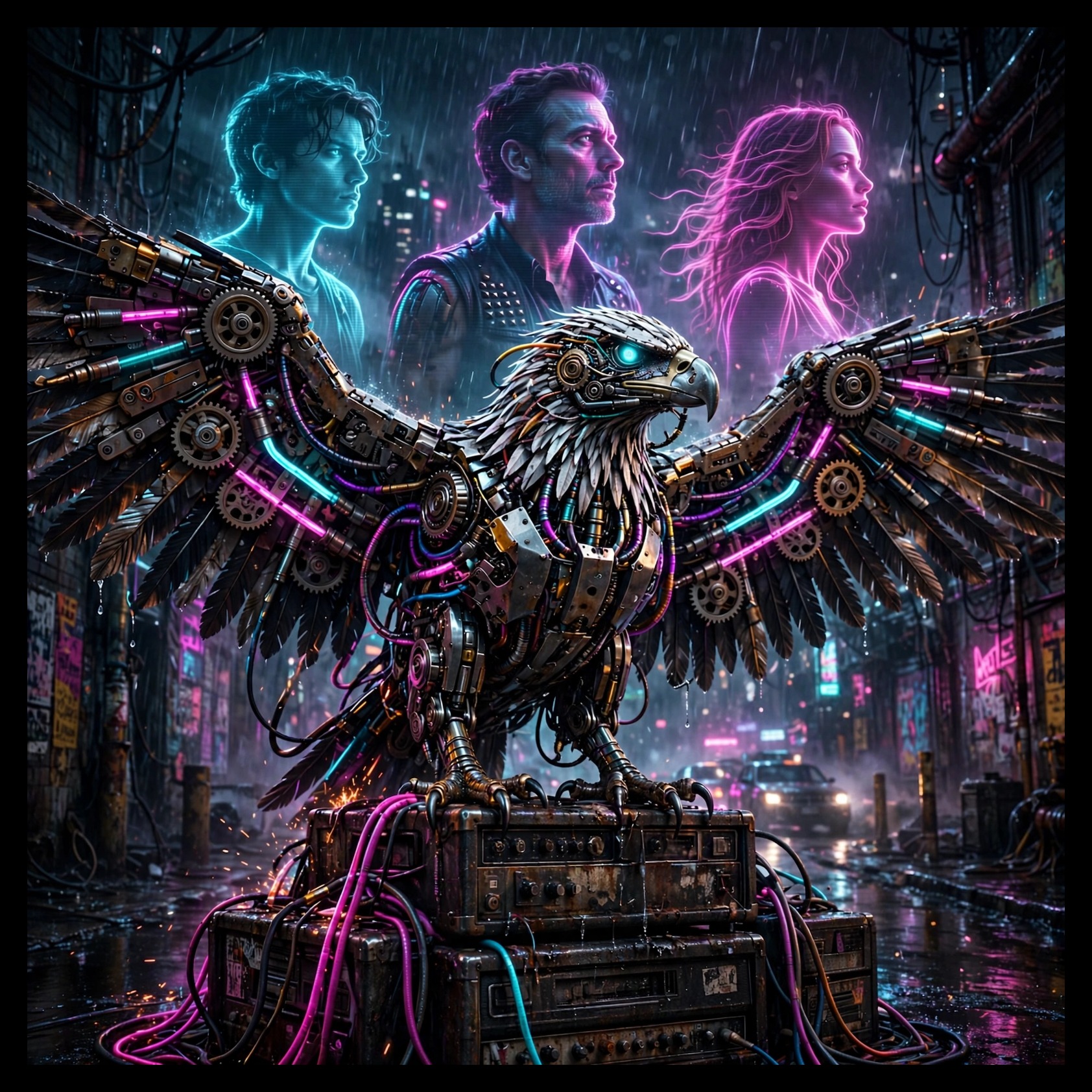 NEON SHADOWS ⚡️ Cesco x Gia x Ghost (Aquile nel Vento) artwork