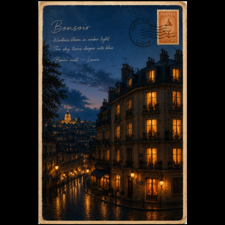 #6 Bonsoir, window lights ( Postcards from Laura 2 ) कलाकृति