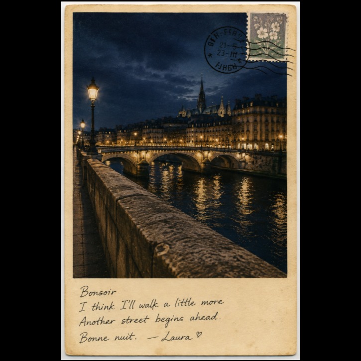 #8 Bonsoir, riverside sounds ( Postcards from Laura 2 ) कलाकृति