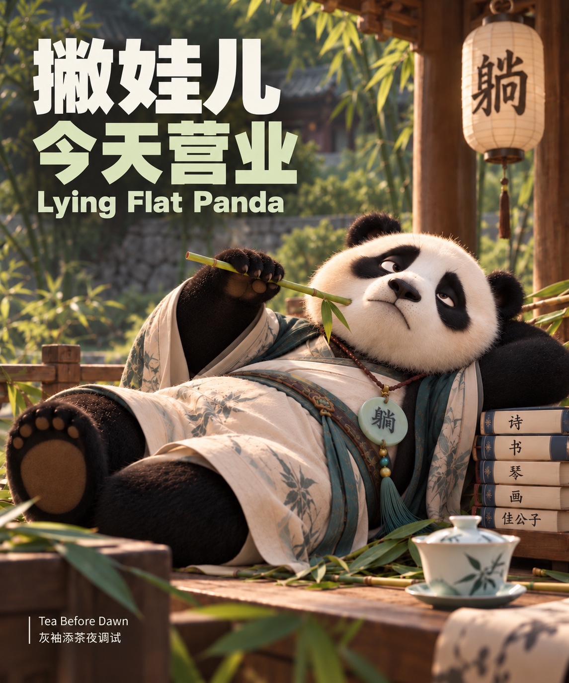 撇娃儿今天营业 | Lying Flat Panda artwork