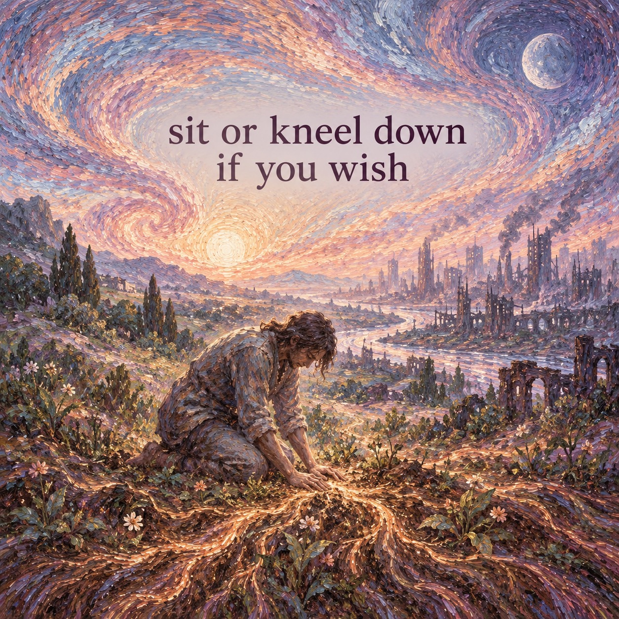 sit or kneel down if you wish artwork