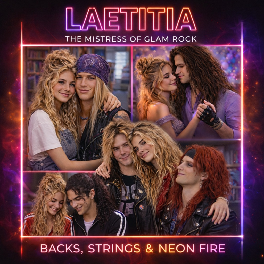 Image for BACKS, STRINGS & NEON FIRE BY LAETITIA THE MISTRESS OF GLAM ROCK 
