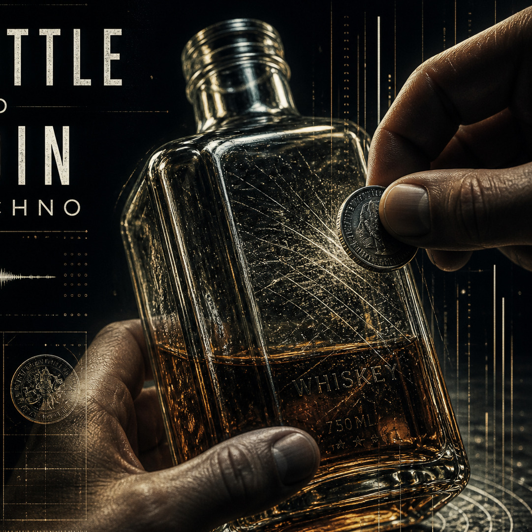 Bottle and coin techno artwork
