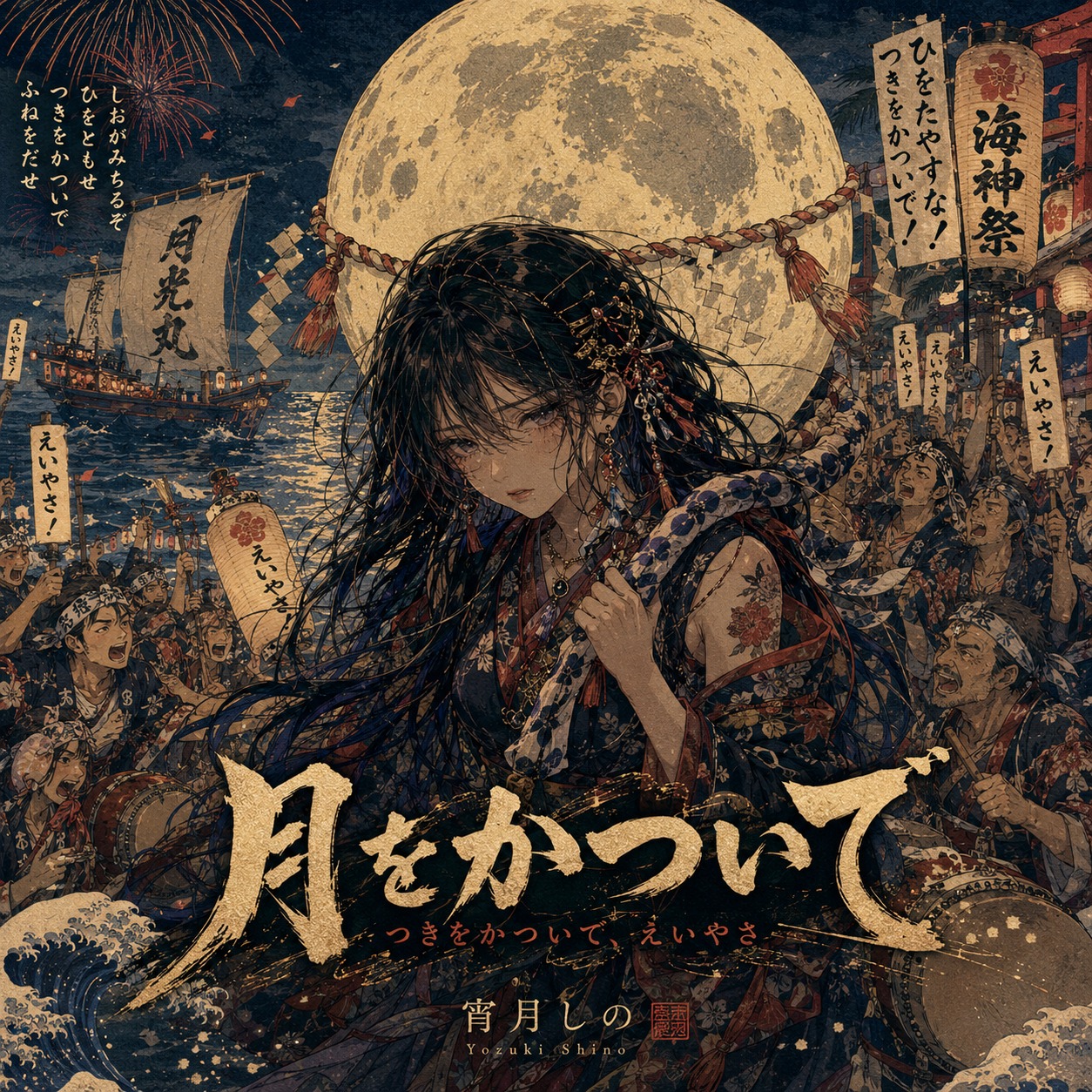 月をかついで artwork