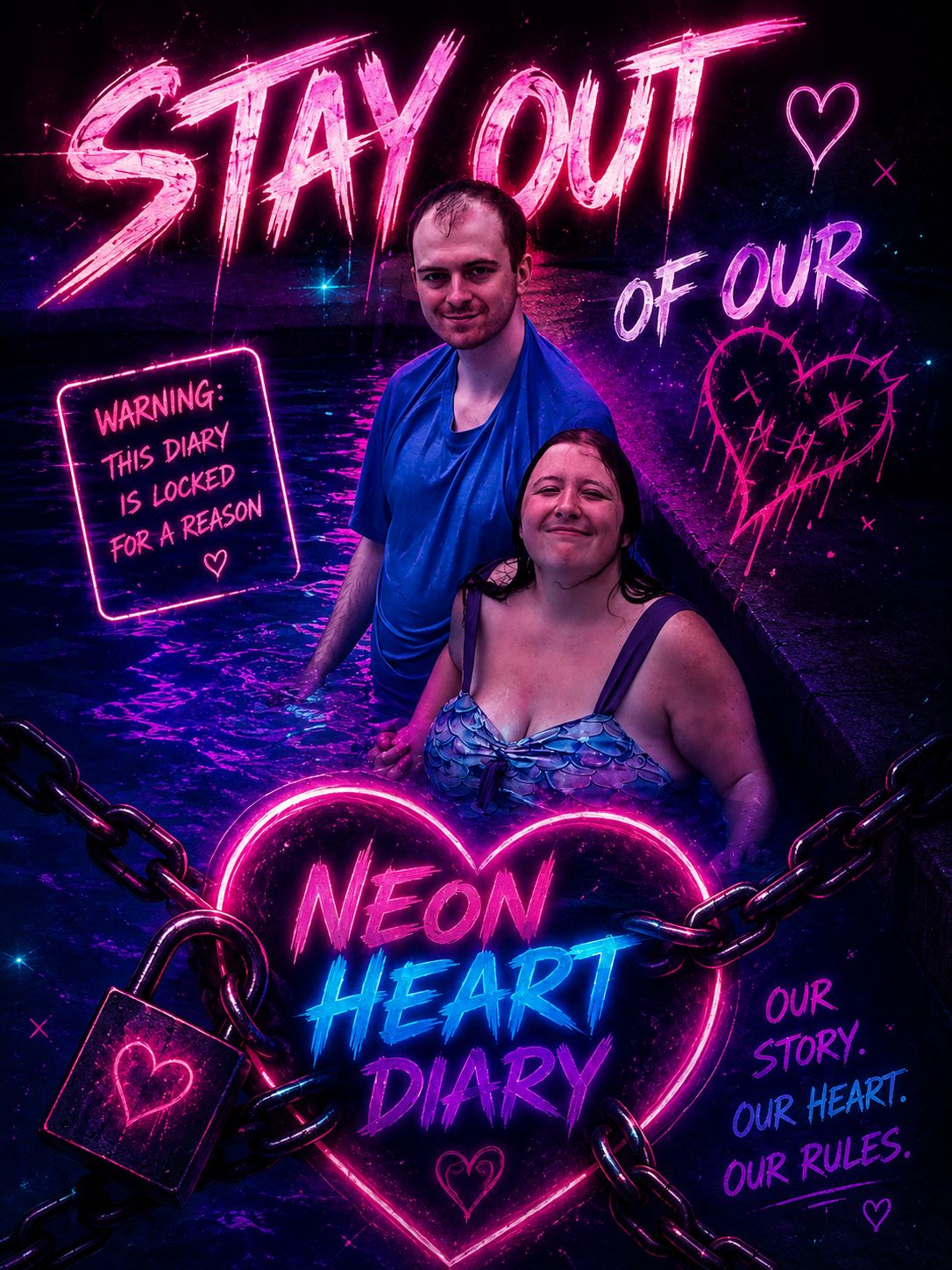 Stay out of Our Neon Heart Diary 💜💖❤️🗝️📖🔒 artwork