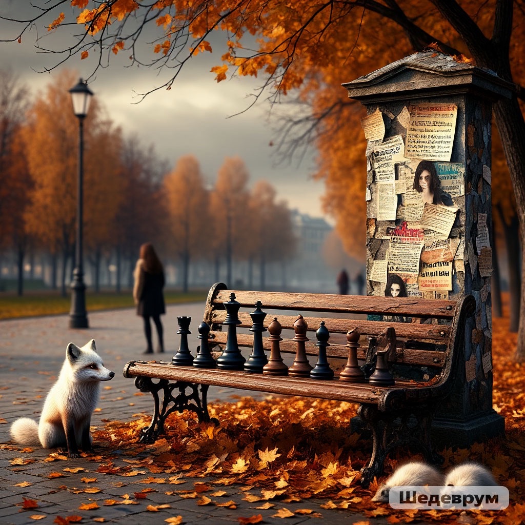 Осенний парк и выцветшее небо artwork