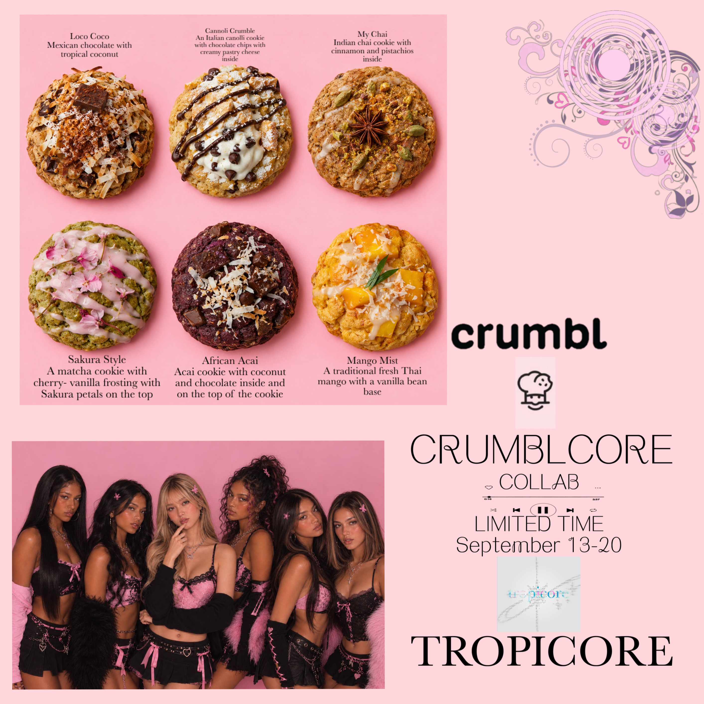 CRUMBL COOKIE X TROPICORE (fake for fun purposes) artwork