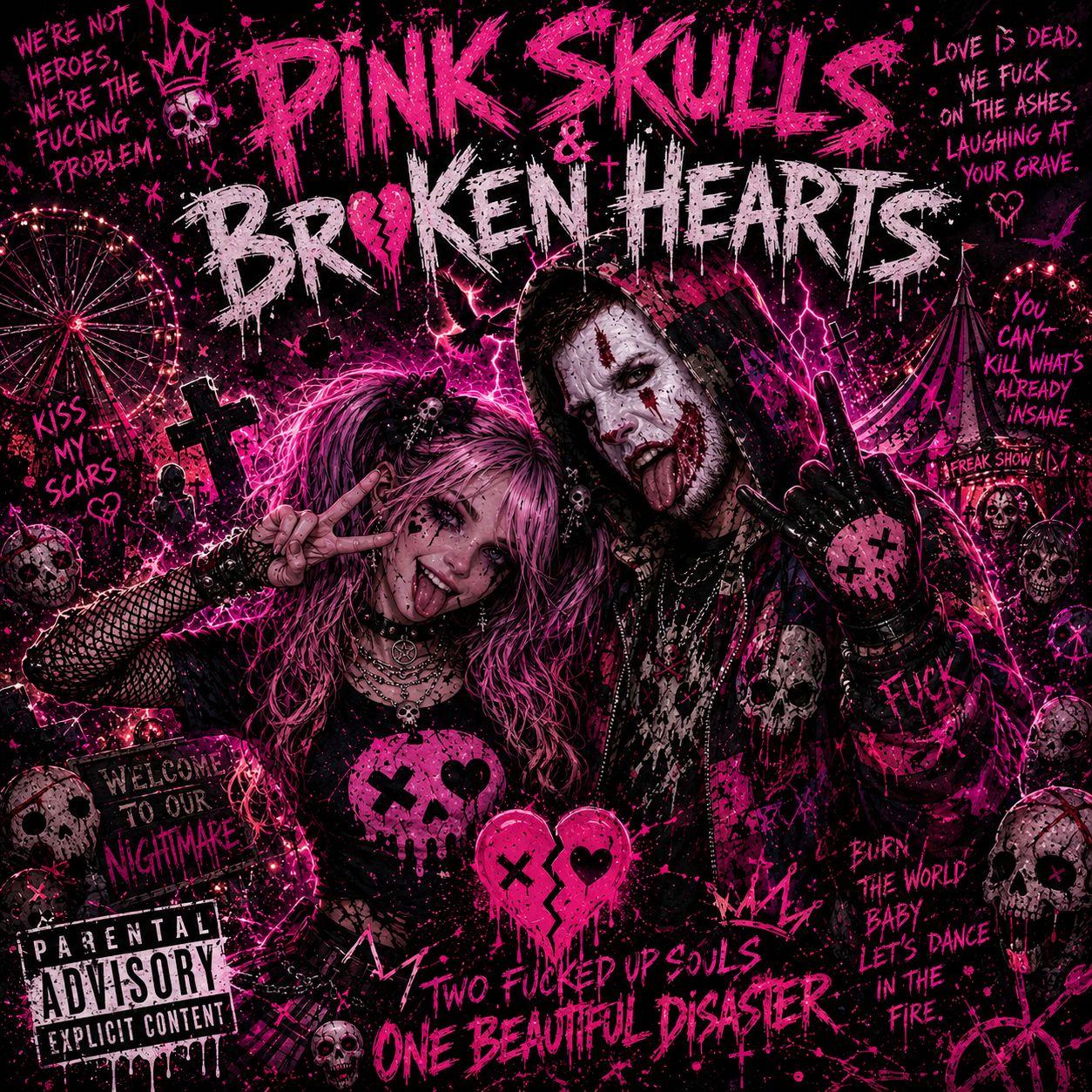 🖤💗 PINK SKULLS & BROKEN HEARTS 💗🖤 artwork
