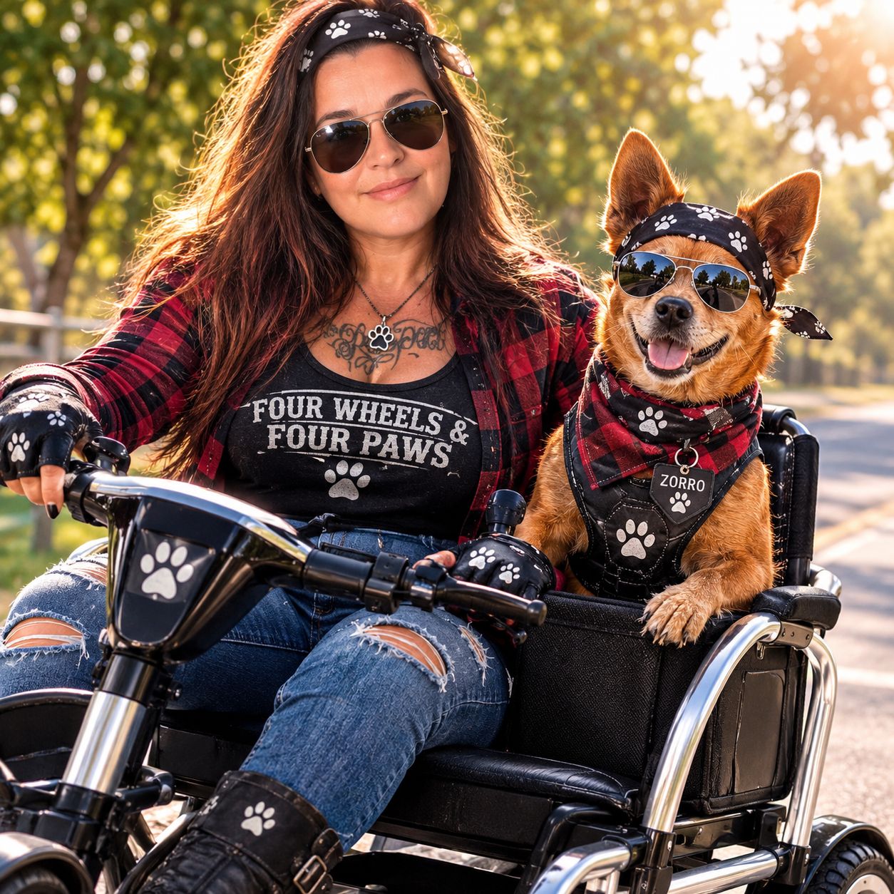 FOUR WHEELS & FOUR PAWS artwork