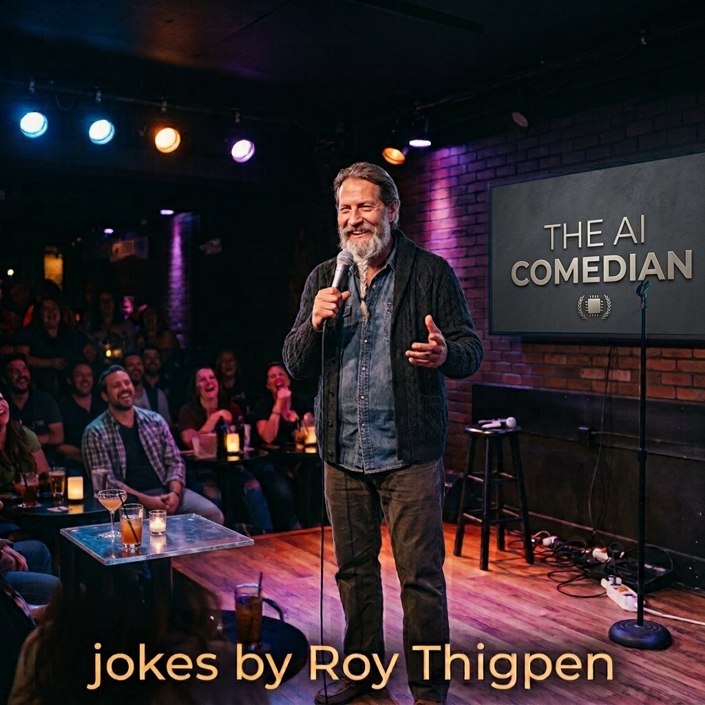 The AI Comedian stand up set artwork
