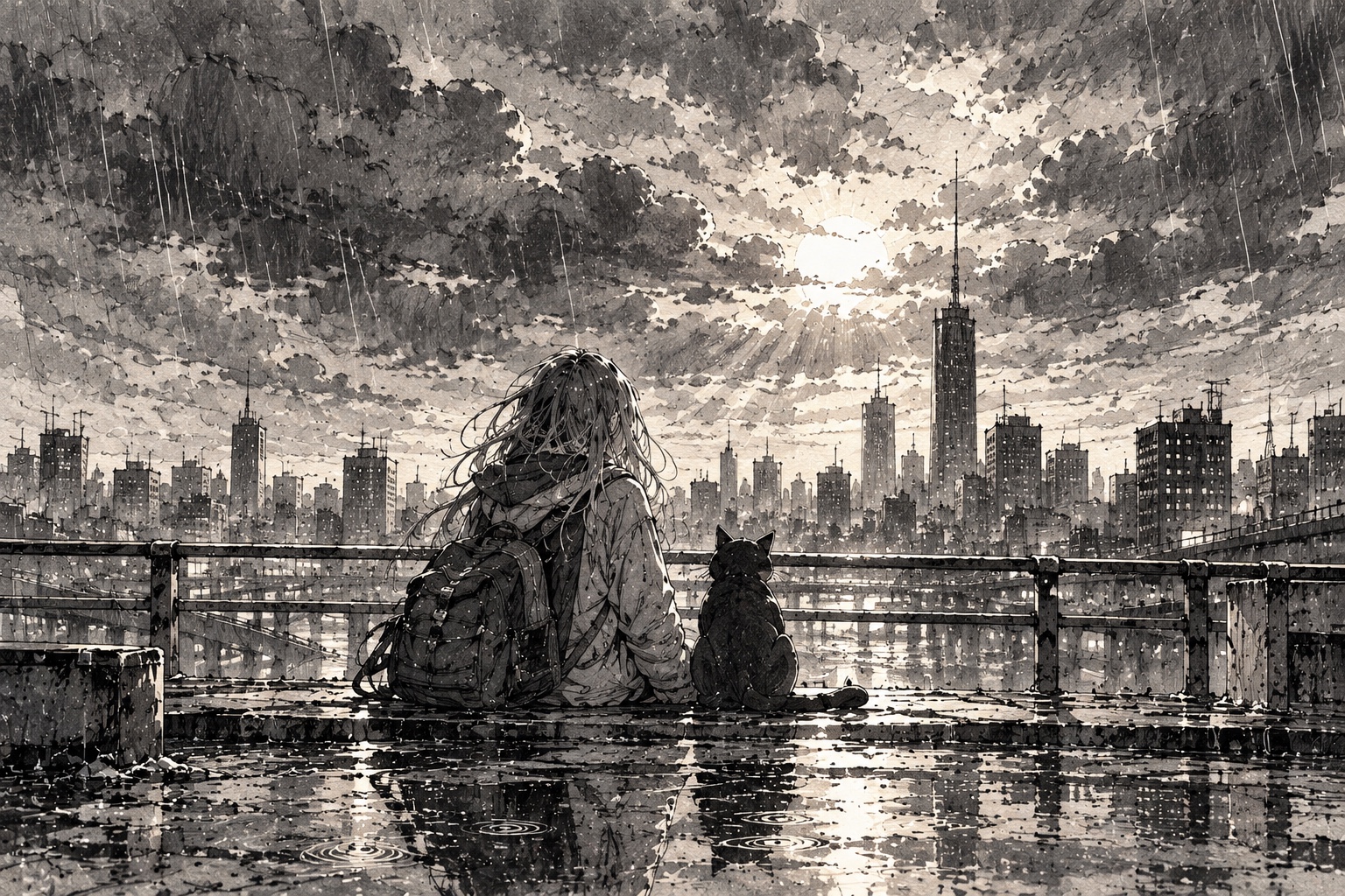 Rain on repeat, pain on repeat artwork