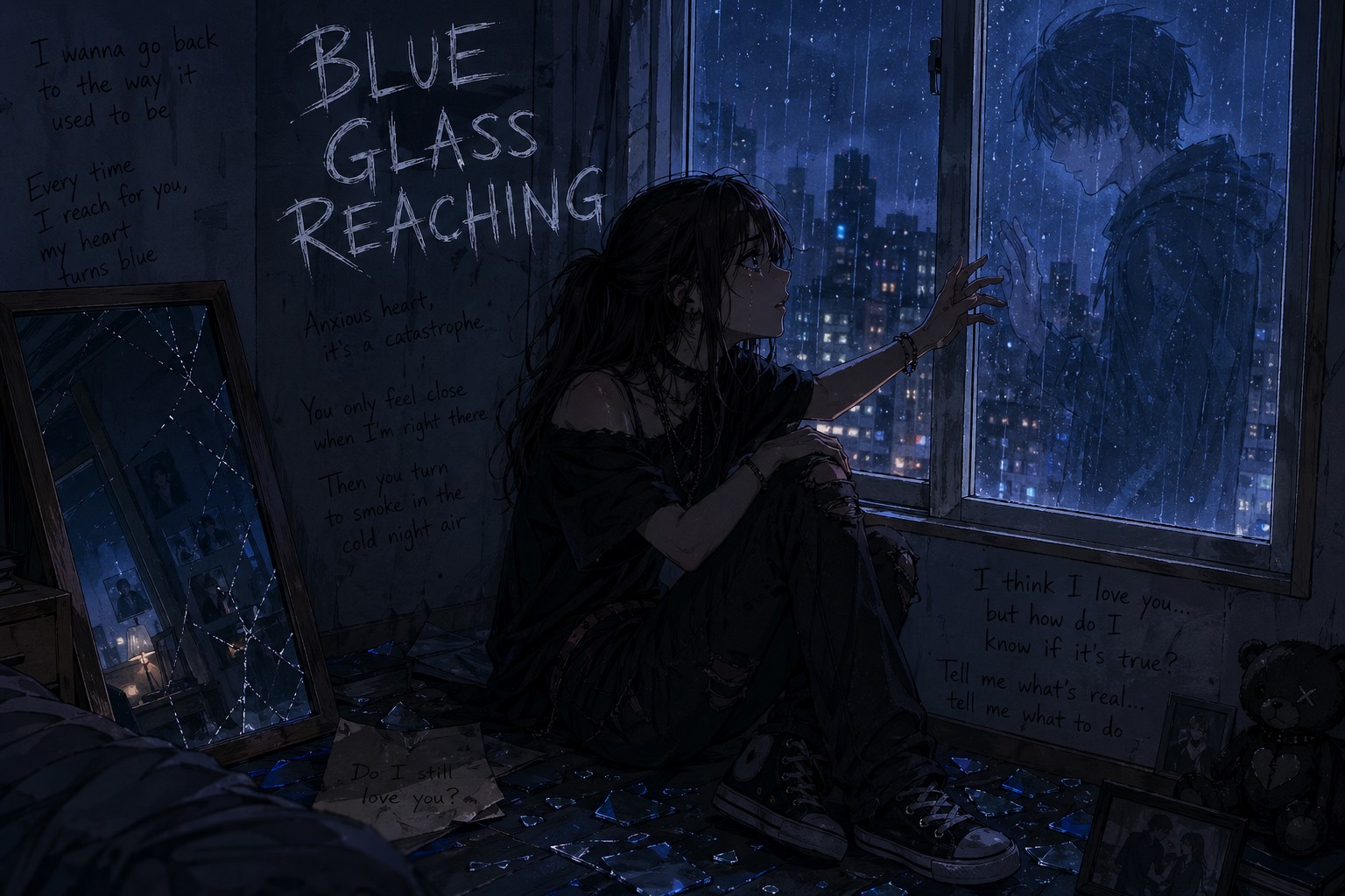 Blue-Glass Reaching artwork