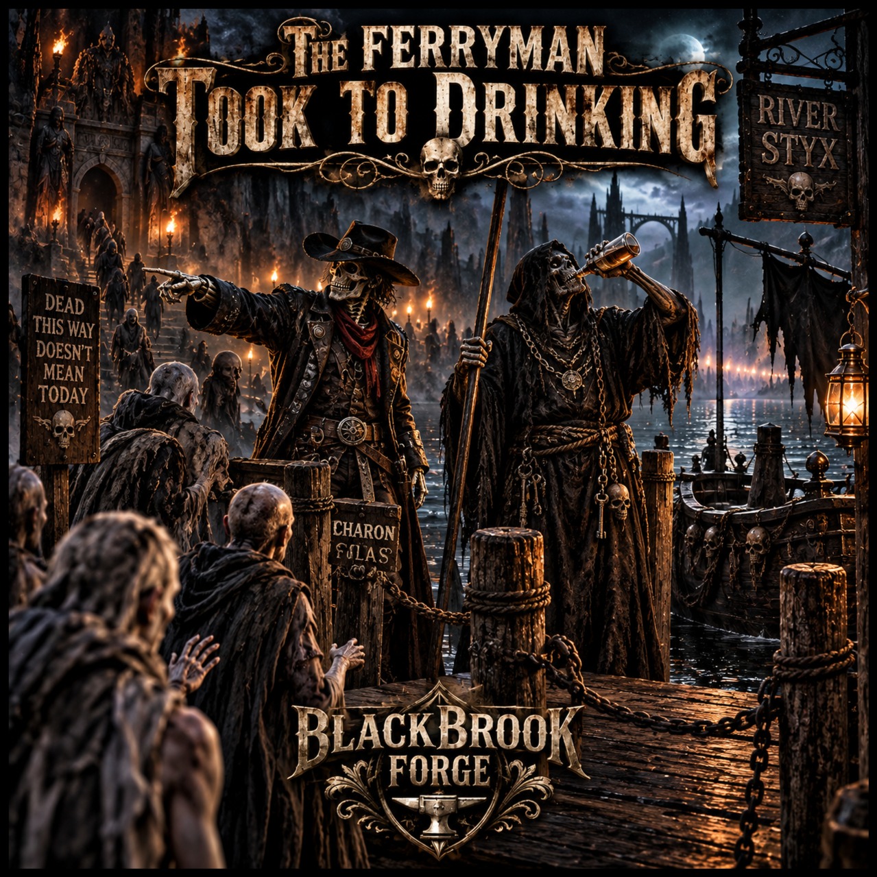 THE FERRYMAN TOOK TO DRINKING artwork