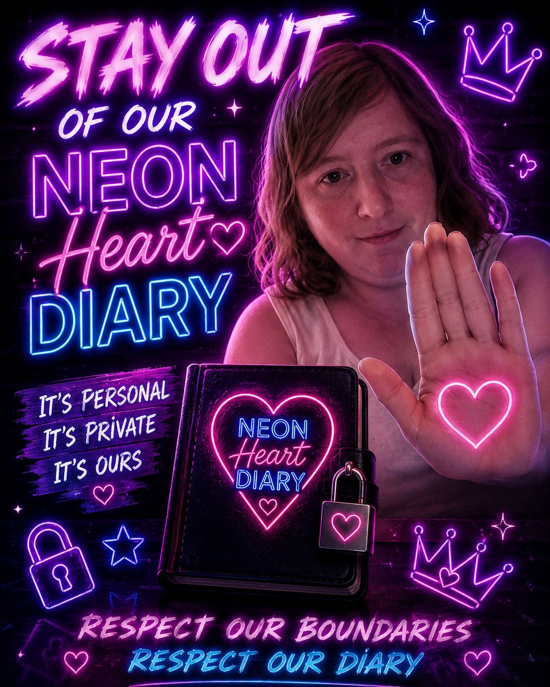 stay out of our Neon Heart Diary 🤣🤣🤣🤣🤣🤣🤣🤣🔒🗝📕 artwork