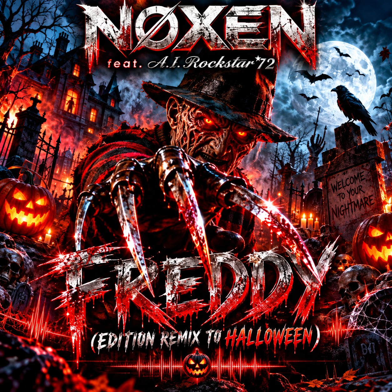 NØXEN feat.𝒜.𝐼. 𝑅𝑜𝒸𝓀𝓈𝓉𝒶𝓇'𝟩𝟤 - Freddy (Edition Remix to Halloween) artwork