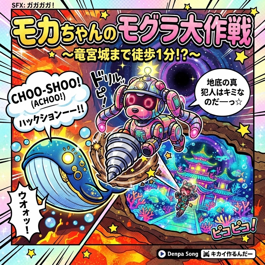 モカちゃんのモグラ大作戦 〜竜宮城まで徒歩1分！？〜　#Denpa song artwork