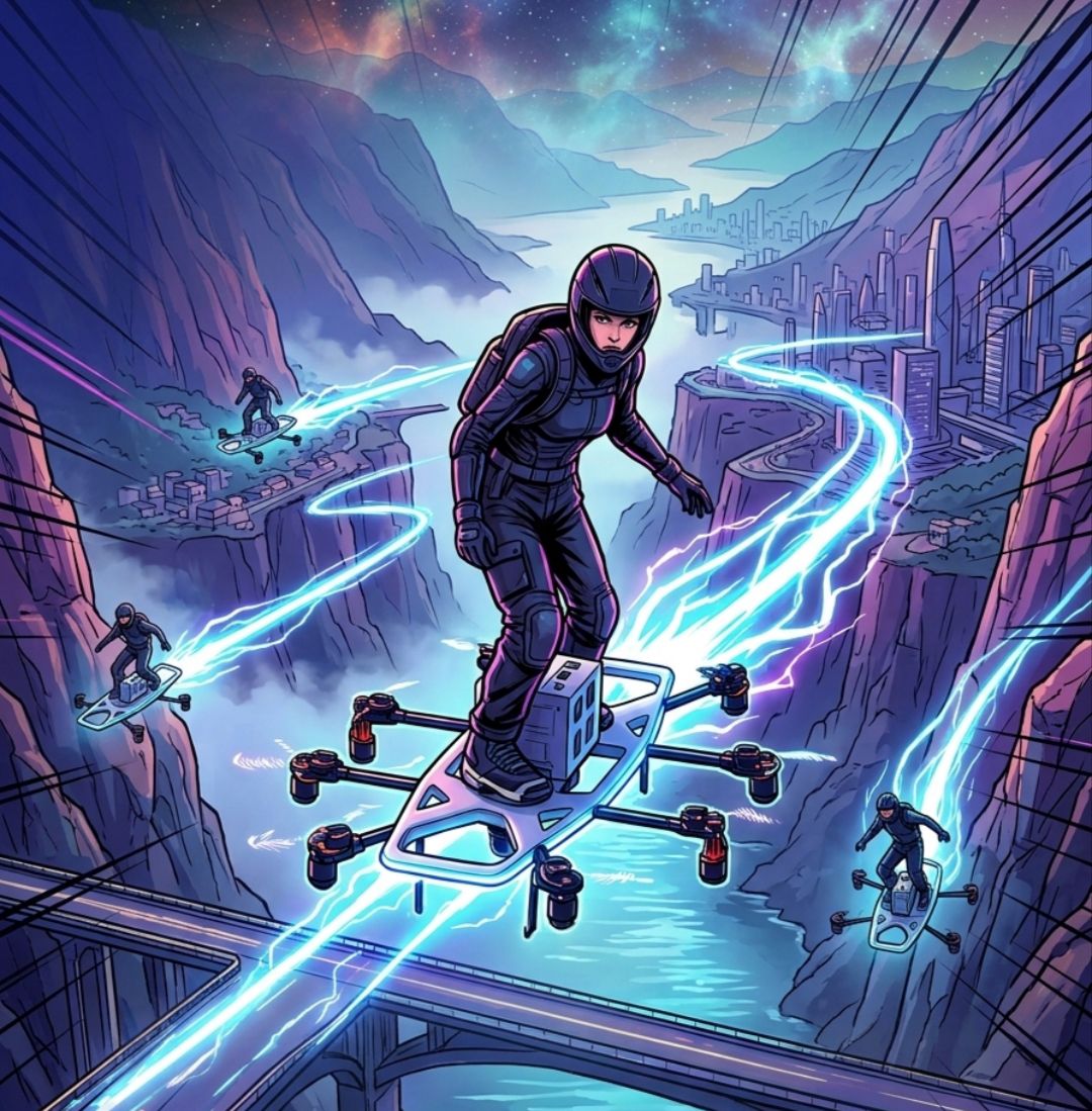 Летит ховерборд artwork