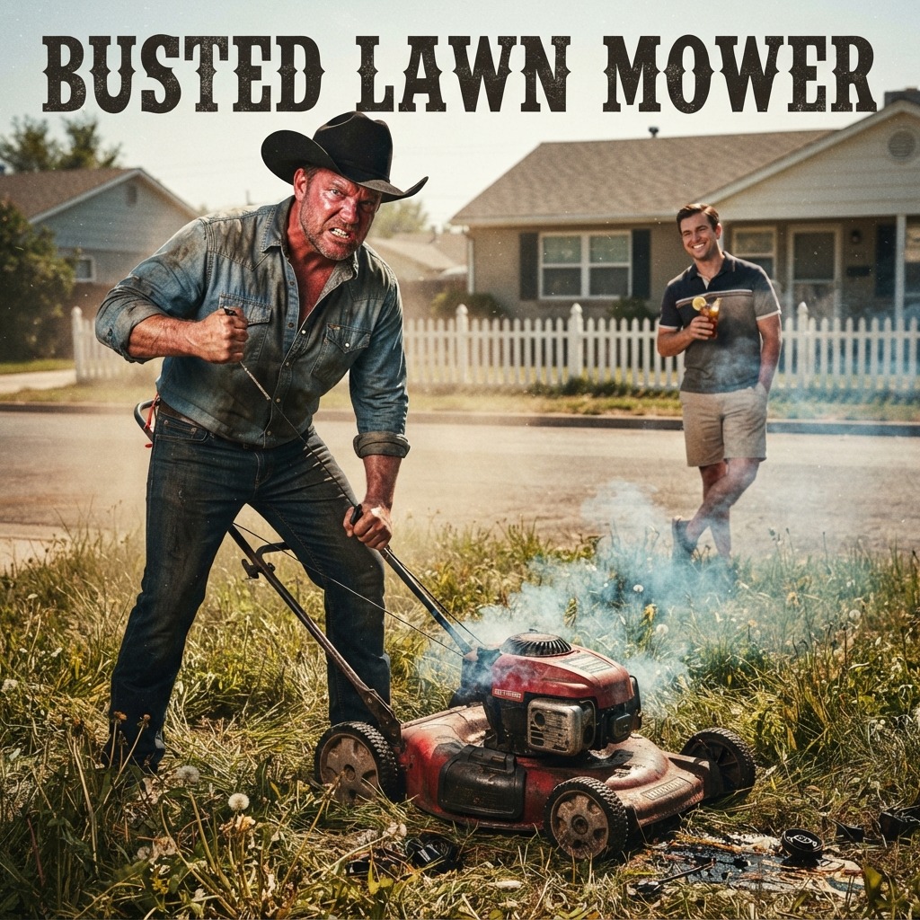 Busted Lawn Mower (The Neighbor's Looking) ©️2026 artwork