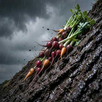 Vegetables running up the hill
