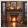 Cover image for In front of a fireplace