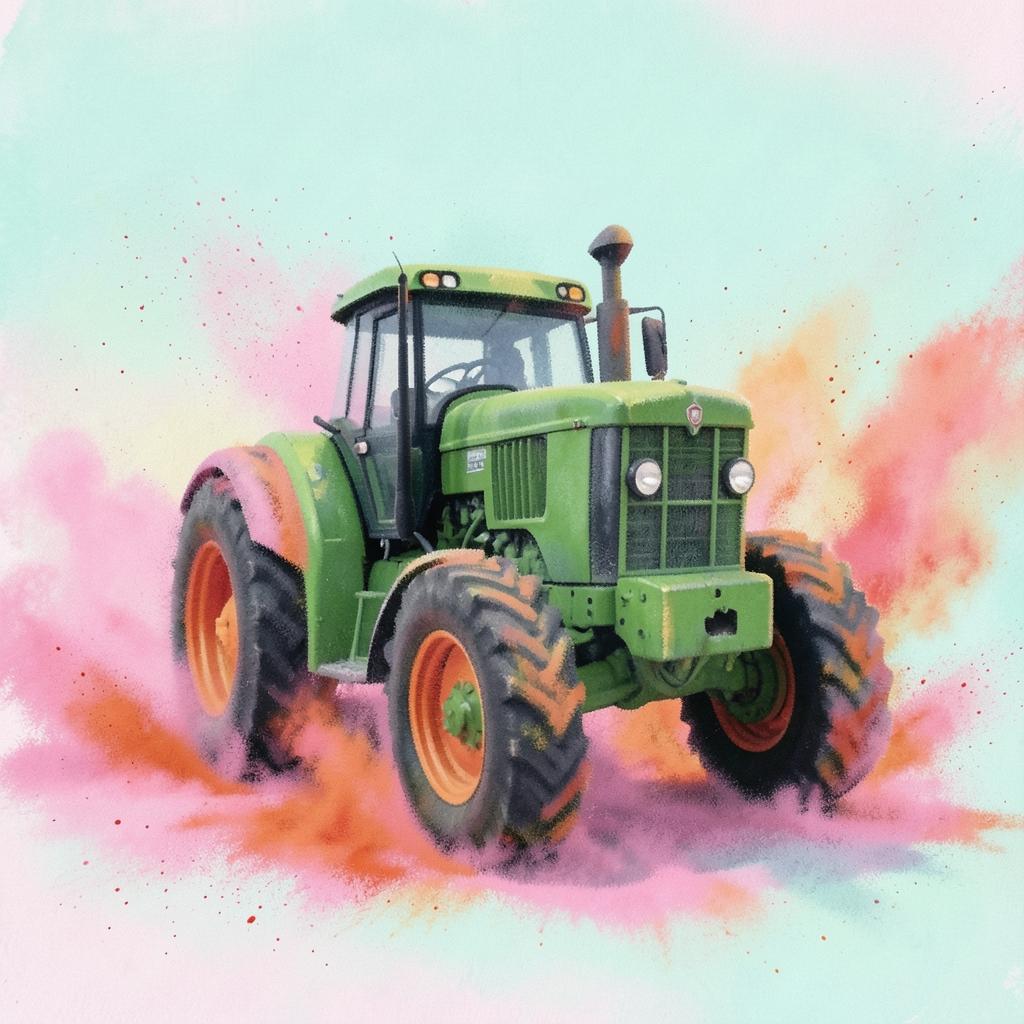She got the tractor artwork
