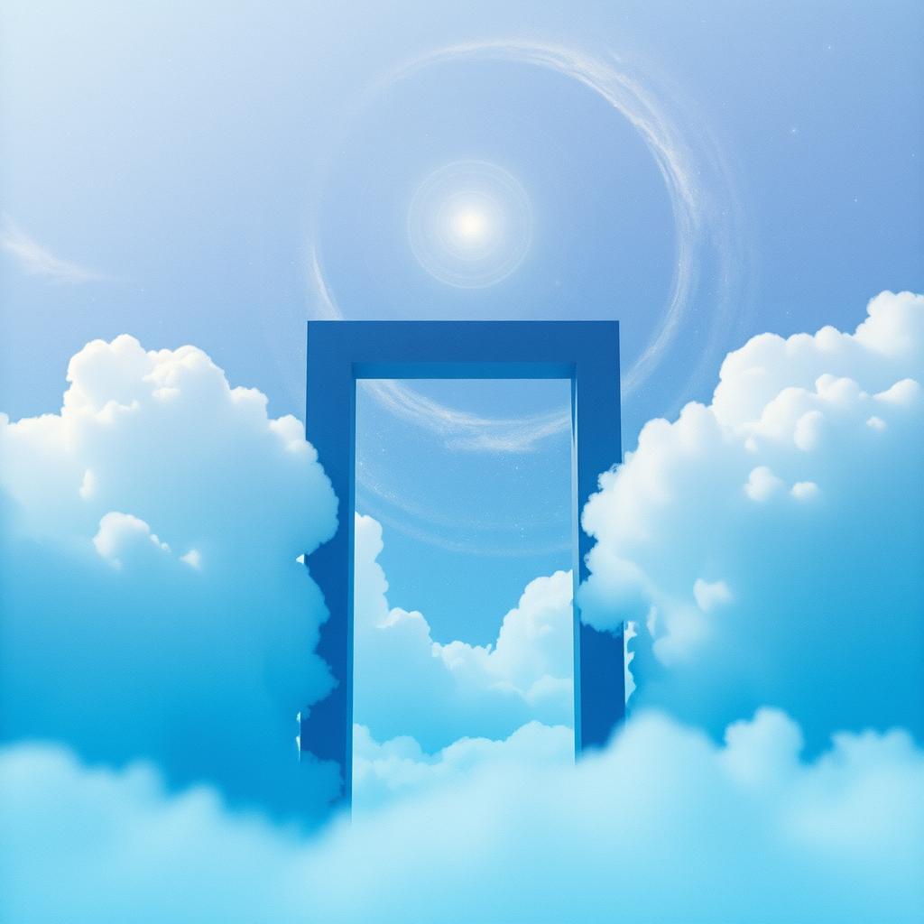 Glowing gate, in starry skies, Through t artwork
