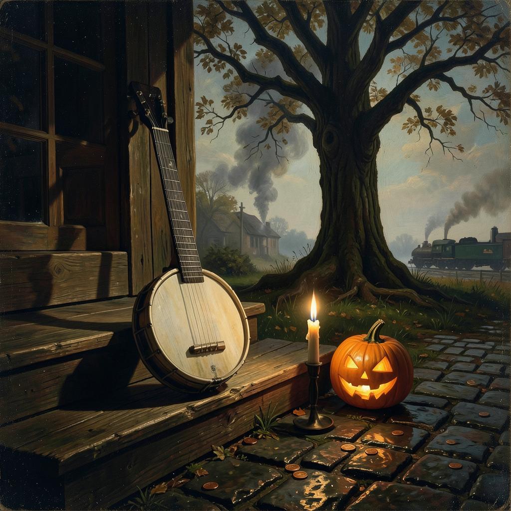 Two Banjos on Halloween Morn artwork