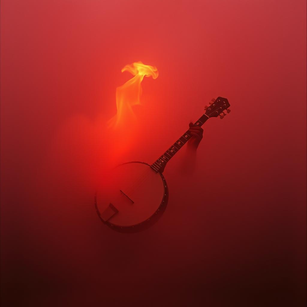 Flaming banjo artwork